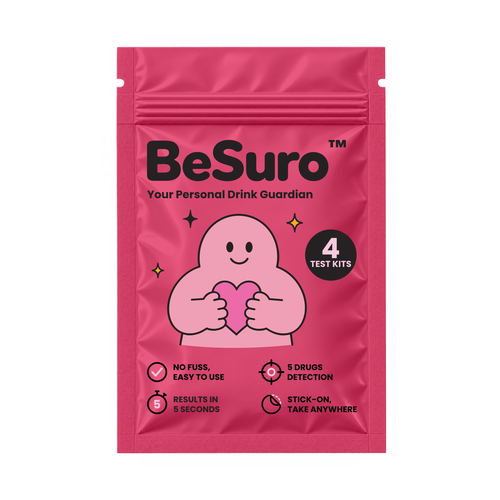 BeSuro™ Electric Flamingo pink pouch full product view