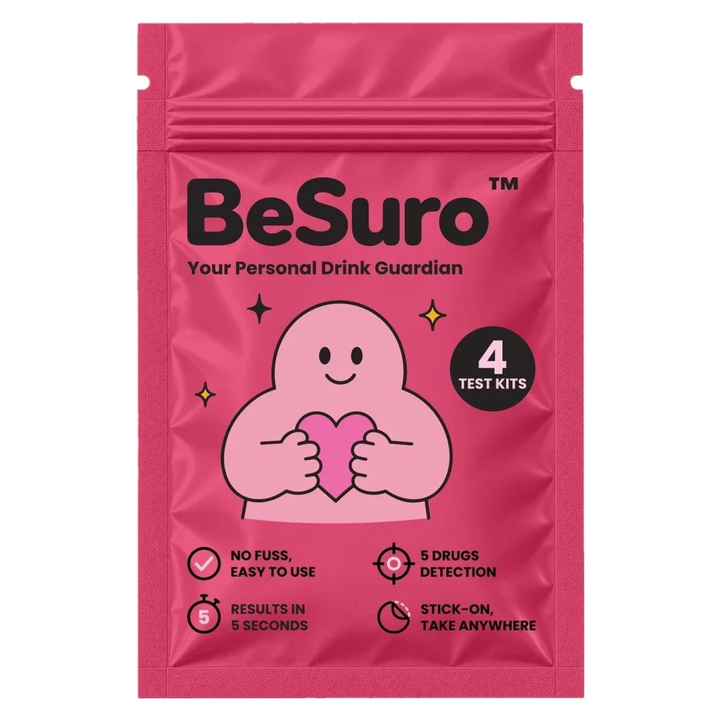 BeSuro™ Electric Flamingo pink pouch, 4 test kits