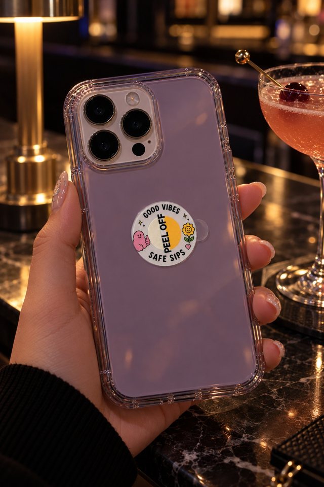 BeSuro™ sticker on the back of a phone case